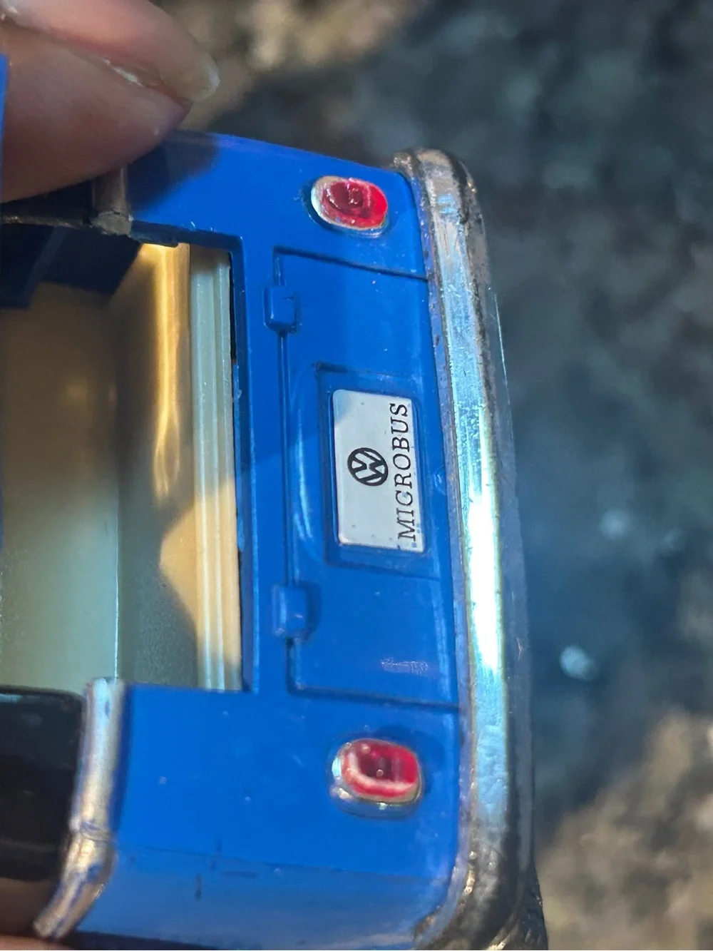 Vintage 1962 Volkswagen 1/32 Blue and Black Retro Van Toy  pull back action